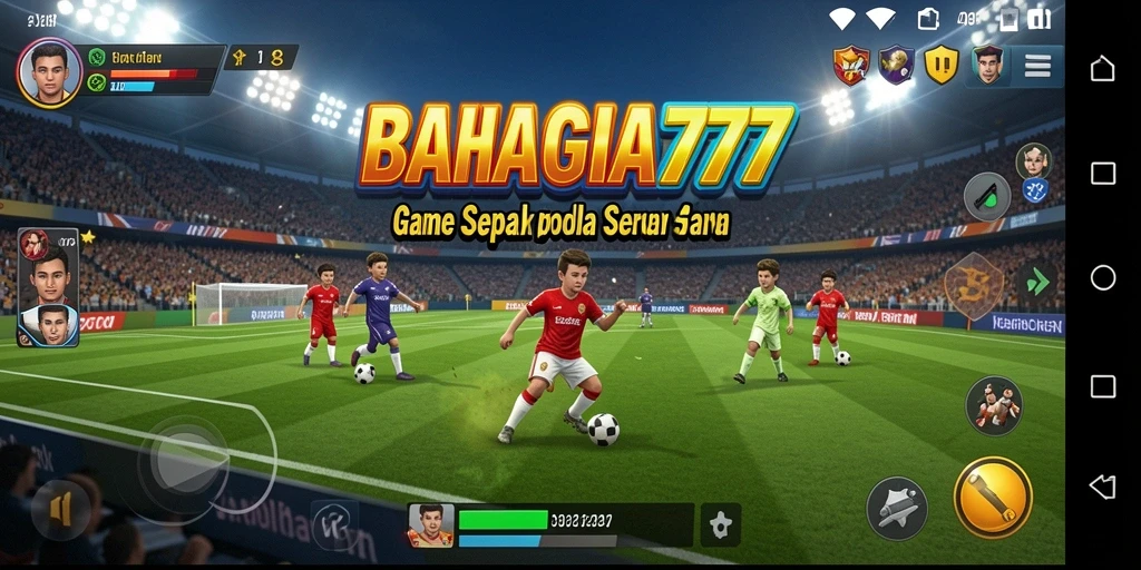 Screenshot BAHAGIA777 yang menunjukkan aksi di lapangan sepak bola.