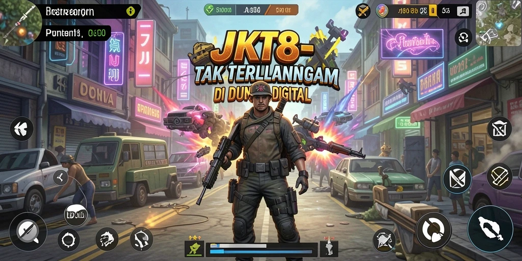 Tampilan gameplay menarik di dalam JKT8 yang penuh dengan petualangan.