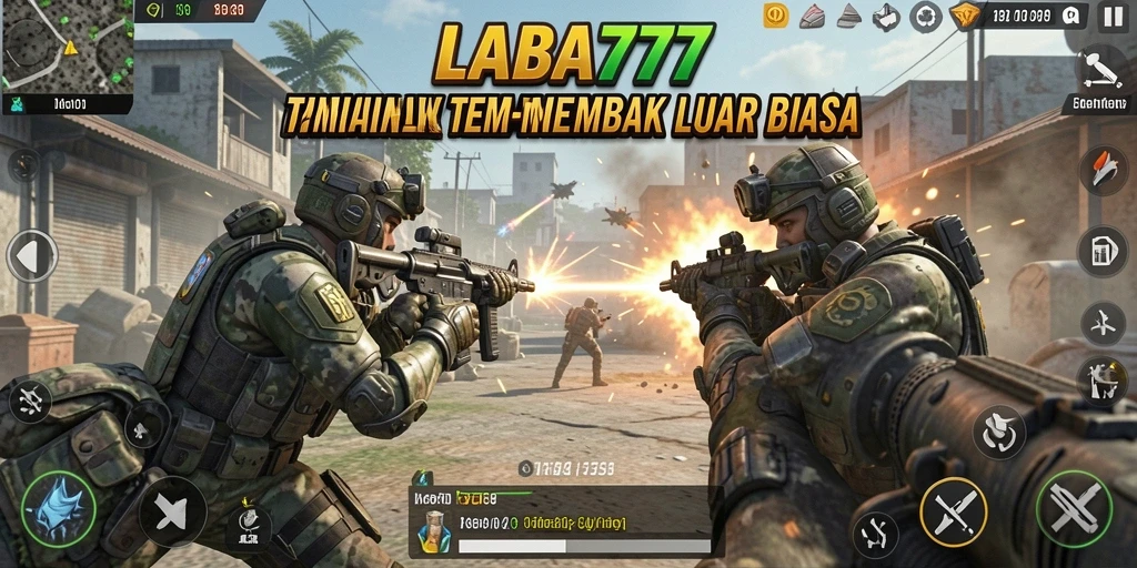 Screenshot utama LABA777 menampilkan aksi tembak-menembak yang mendebarkan.