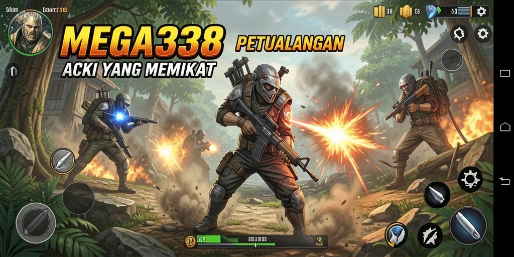 Tampilan aksi seru dan intens dalam gameplay MEGA338.