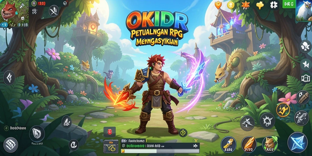 Tampilan permainan OKIDR dengan karakter dan pertarungan yang seru.