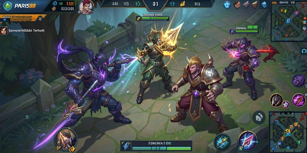 Tampilan seru dari gameplay MOBA PARIS88 yang penuh aksi.